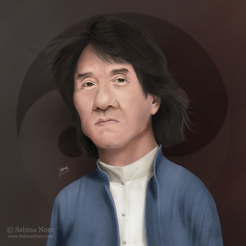 Jackie Chan, pop art painting by Sabina Nore